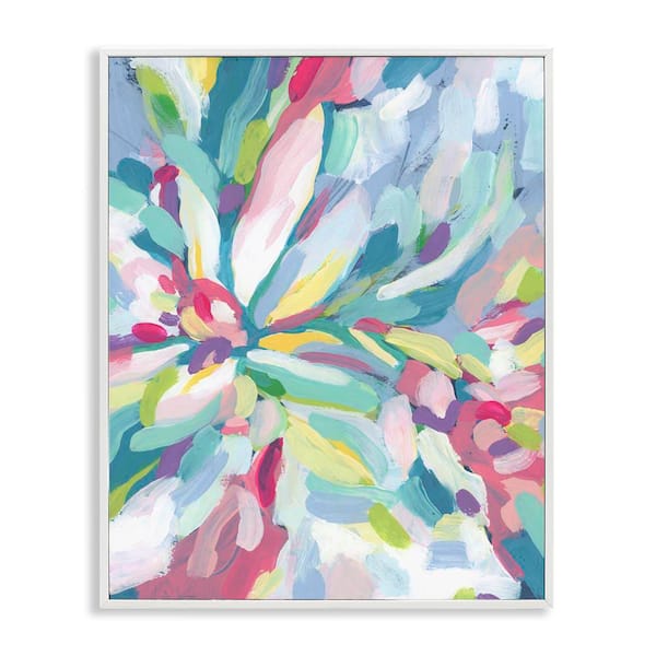 Stupell Industries Centric Paint Strokes by June Erica Vess White Framed Abstract Giclee Art Print 30 in. x 24 in.