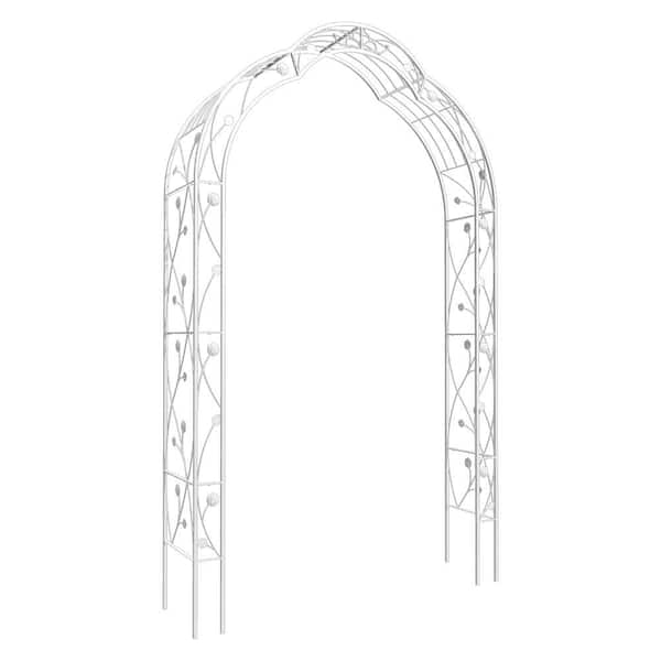 98.4 in. x 59 in. Metal Garden Arch Trellis Arbor with Rust-Resistant Frame for Climbing Plants, Roses and Decor, White