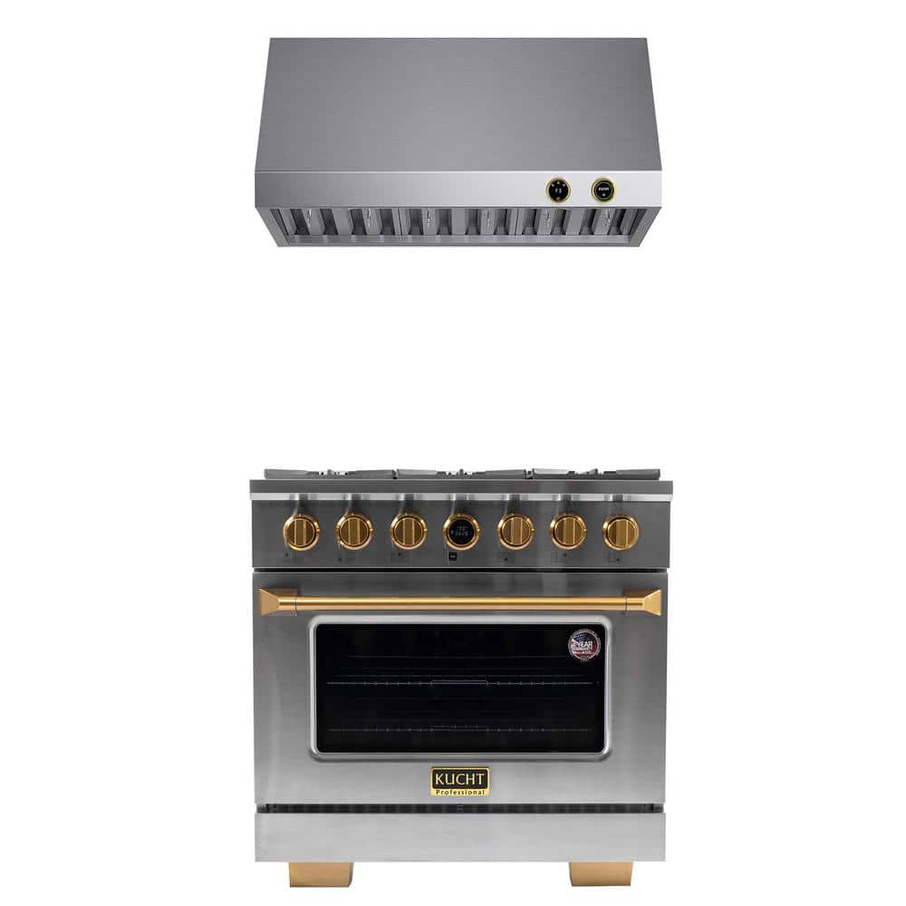 36 in. 5.2 cu. ft. 6-Burners Dual Fuel Range for Propane Gas in Stainless Steel and Gold Plus Under Cabinet Range Hood price history on PriceWatchPro