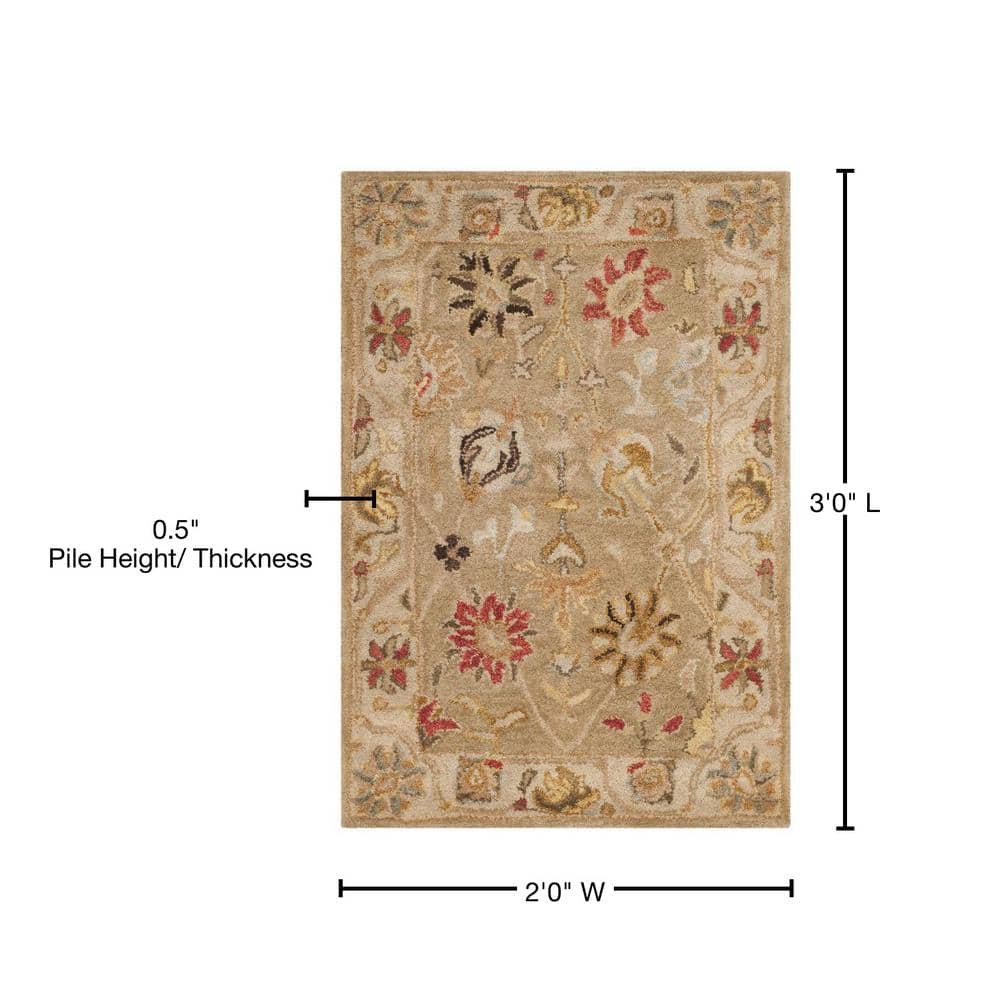 Antiquity 2' x 3' Taupe Beige Handmade Wool Area Rug