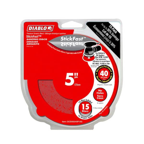 DIABLO 5 in. 40-Grit ROS StickFast Sanding Discs DCD050040P15G