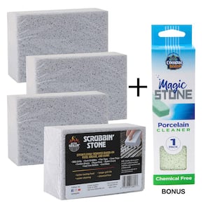 Scrubbin Stone Grill Cleaning Block with Bonus Compac Home Magic Stone Porcelain Stone (4-Pack)