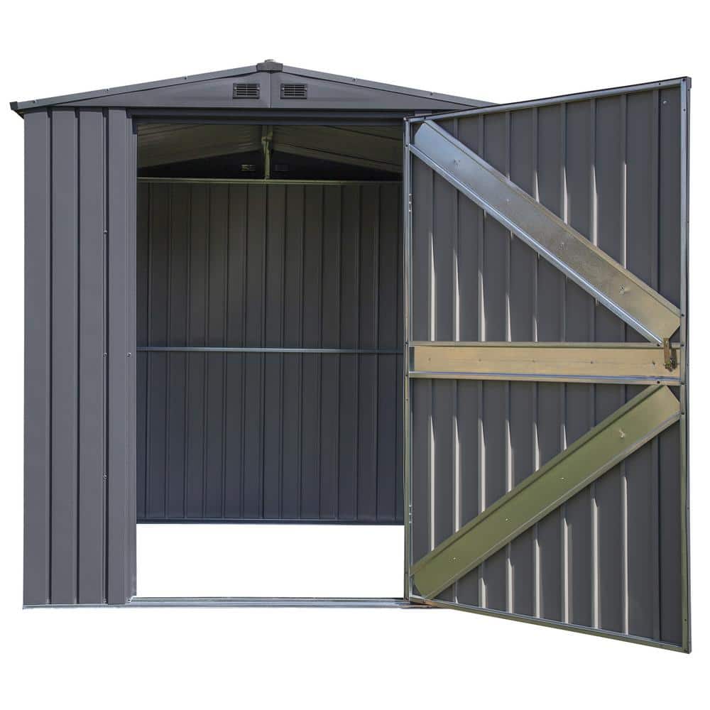 Anthracite Gray 6' x 6' Steel Storage Shed with Double Doors