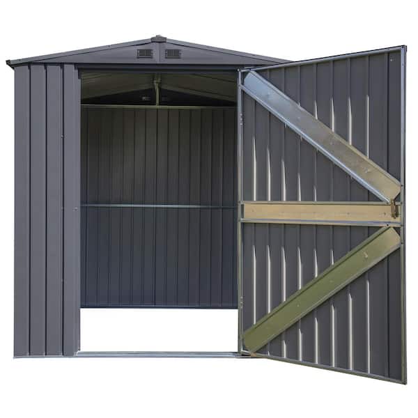 Arrow Elite 6 ft. W x 6 ft. D Anthracite Metal Premium Vented Corrosion Resistant Steel Storage Shed 34 sq. ft.