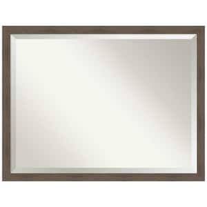 Hardwood Mocha Narrow 42.88 in. x 32.88 in. Rustic Rectangle Framed Bathroom Vanity Wall Mirror