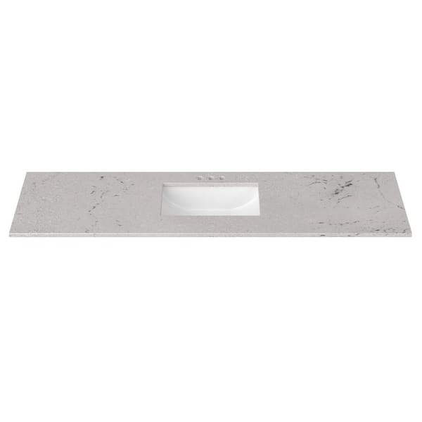 67 in. W x 22 in. D Cultured Marble Rectangular Undermount Single Basin Vanity Top in Icy Stone