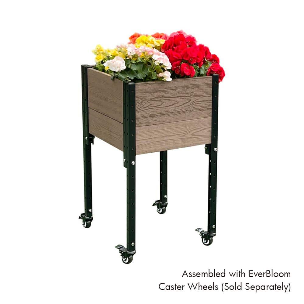 Brown Composite and Steel Elevated Planter Box for Indoor/Outdoor Use