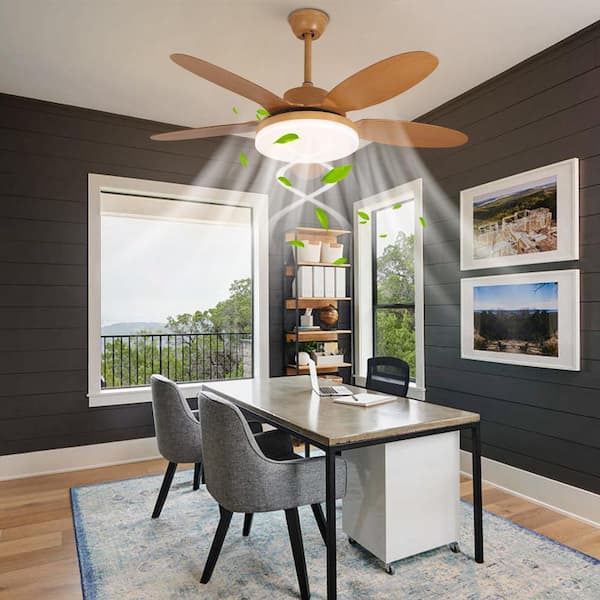 48 in. Indoor Brown Modern Ceiling Fan with Adjustable White Integrated LED, Remote and Reversible Motor