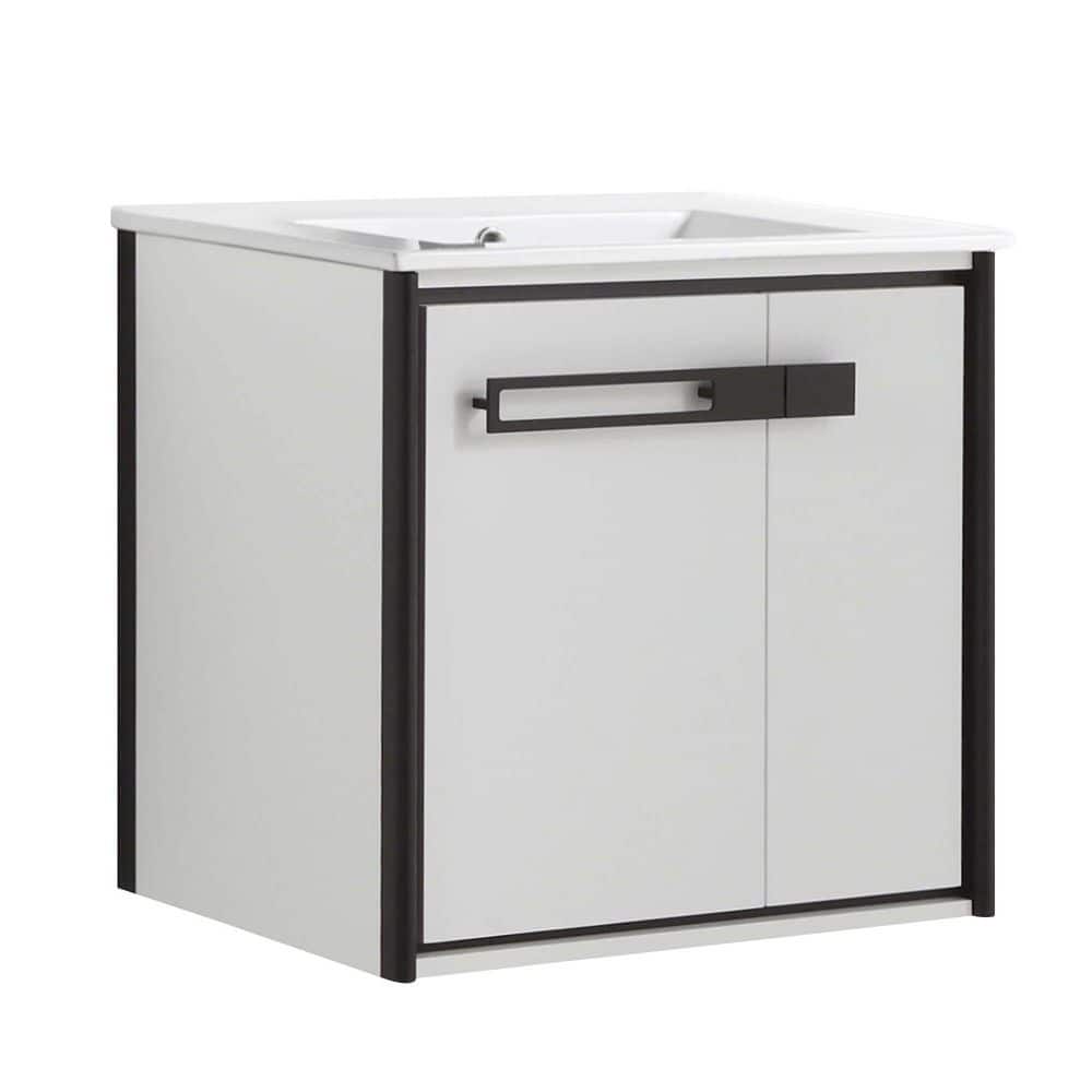 Oakville 24 in. W x 18 in. D x 23.25 in. H Wall Mounted Bathroom Vanity in Matte White with White Ceramic Sink Top price history on PriceWatchPro