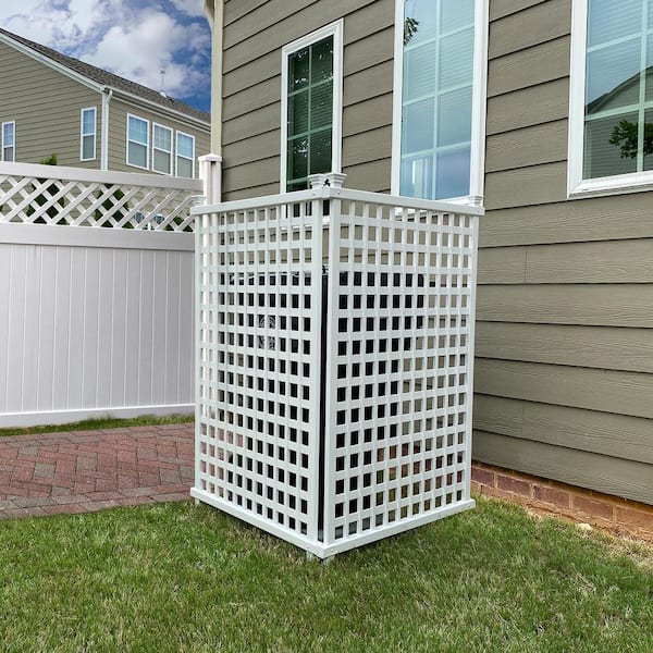 4.8 ft. H x 3 ft. W White Vinyl Highland-Lattice Privacy Screen Kit (2-Pack)