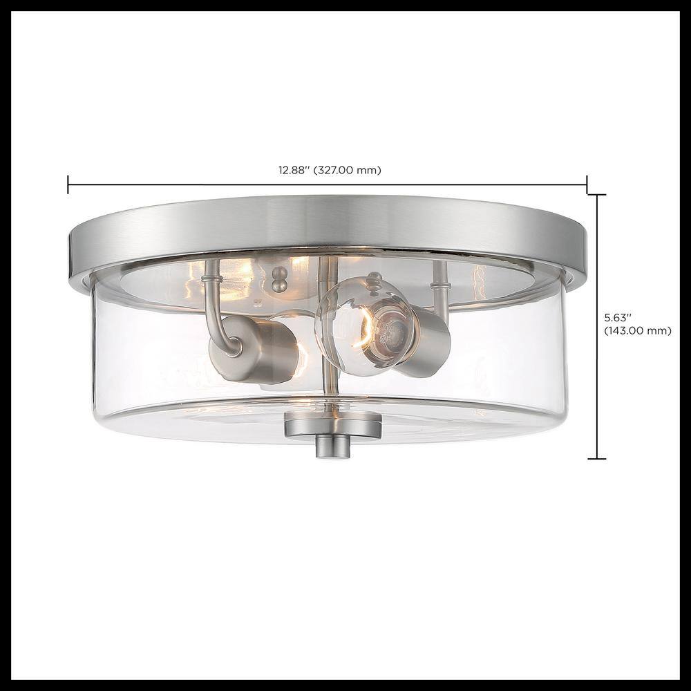 Sommerset Brushed Nickel 13" Flush Mount Light with Clear Glass