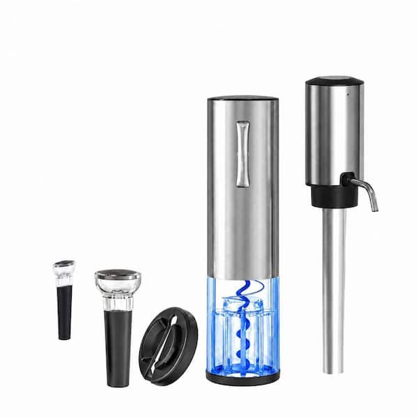 4-in-1 Electric Wine Opener and Aerator Gift Set with Stopper and Foil Cutter, Stainless Steel