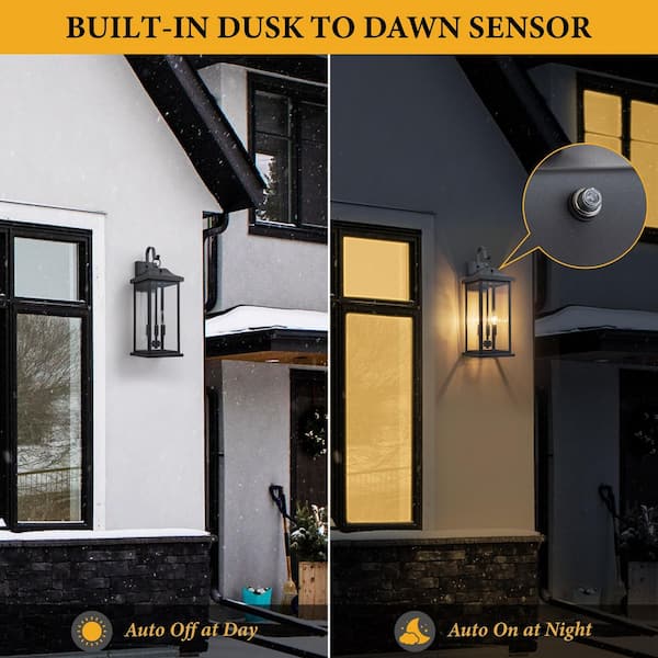C Cattleya 22.25 in. Black Dusk to Dawn Outdoor Hardwired Wall