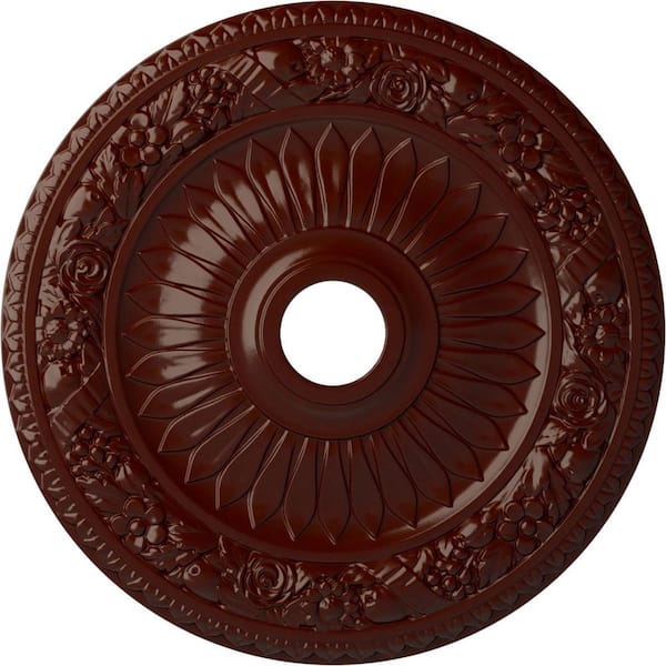 Ekena Millwork 1-1/8" x 23-5/8" x 23-5/8" Polyurethane Bellona Ceiling Medallion, Brushed Mahogany
