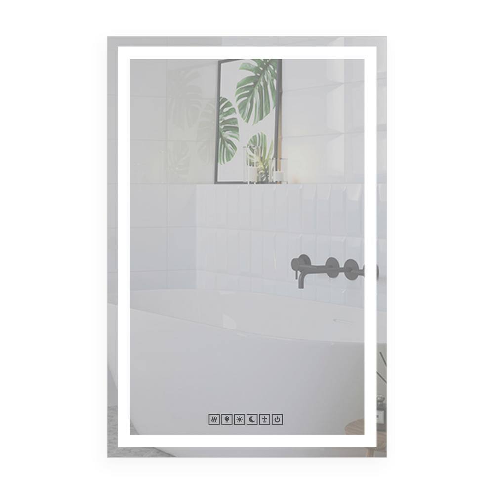 18" x 40" Frameless LED Lighted Anti-Fog Wall Mirror