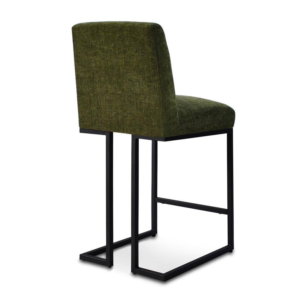 Green Metal Counter Height Stool with Sled Base, Set of 2