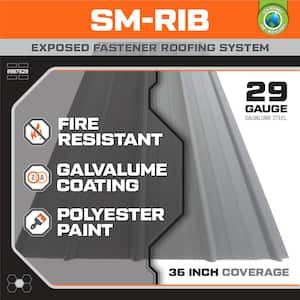 12 ft. SM-Rib Galvalume Steel 29-Gauge Roof/Siding Panel in Gray