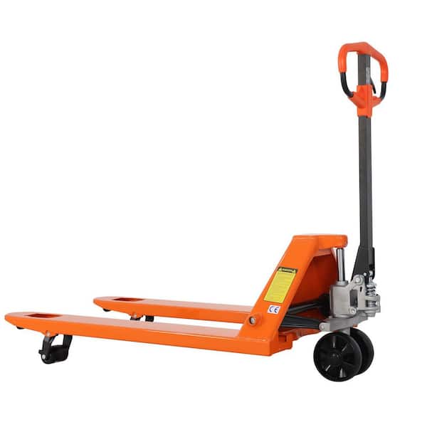 5,500 lbs. Manual Pallet Jack 48 x 27 in. Industrial Hand Pallet Truck Jack with 7.3 in. Max Lifting Height Orange