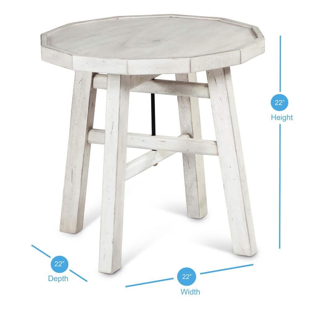 Paisley 22" Gray and White Round Wood End Table