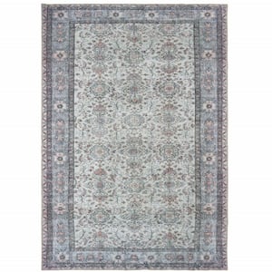 Ivory and Blue 2 ft. x 3 ft. Oriental Area Rug