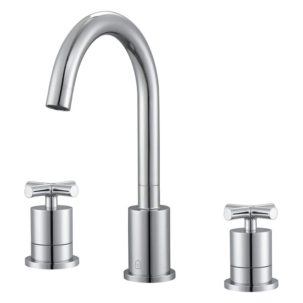 Ava 8 in. Widespread 2-Handle Cross Bathroom Faucet in Chrome finish -  Ancona, AN-4385