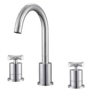 Ava 8 in. Widespread 2-Handle Cross Bathroom Faucet in Chrome finish