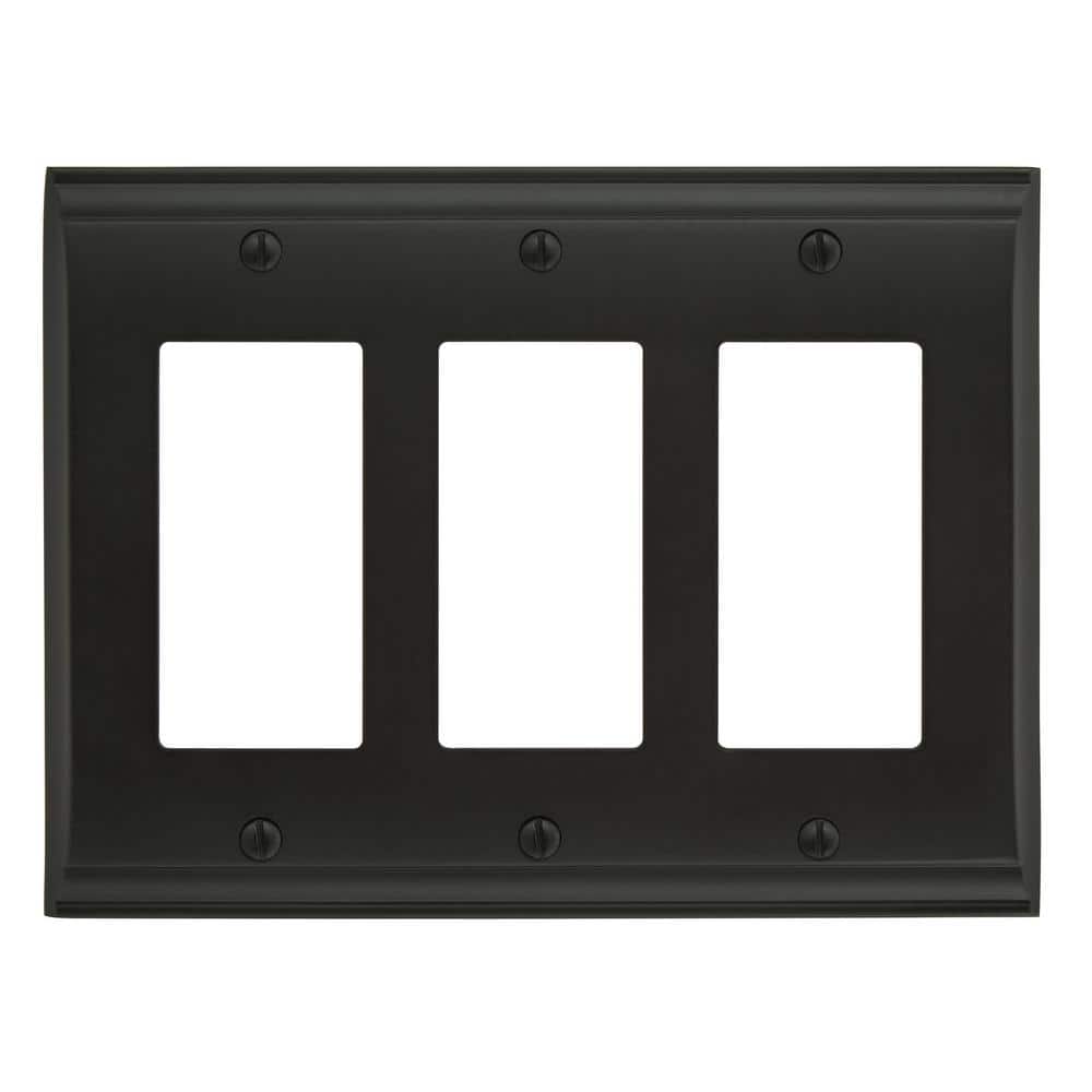 Black 3-Gang Decorator/Rocker Wall Plate (1-Pack)