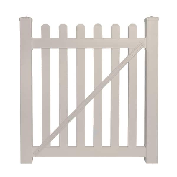 Weatherables Chelsea 5 ft. W x 3 ft. H Tan Vinyl Picket Fence Gate Kit Includes Gate Hardware