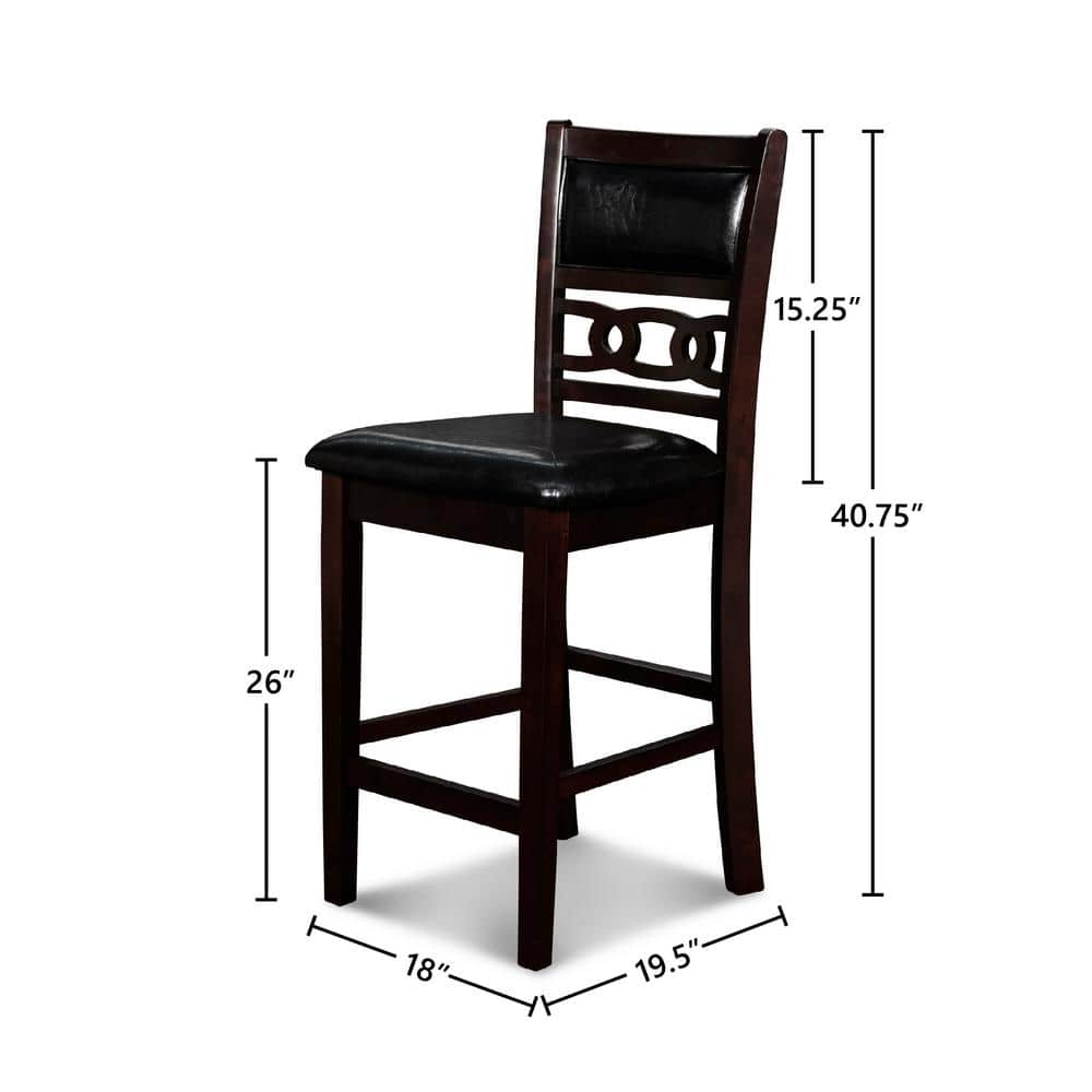 Ebony Round Transitional Wood Pub Table with 4 Chairs