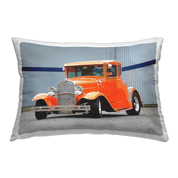 Stupell Industries Orange Antique Car Orange Rectangular Outdoor Throw Pillow
