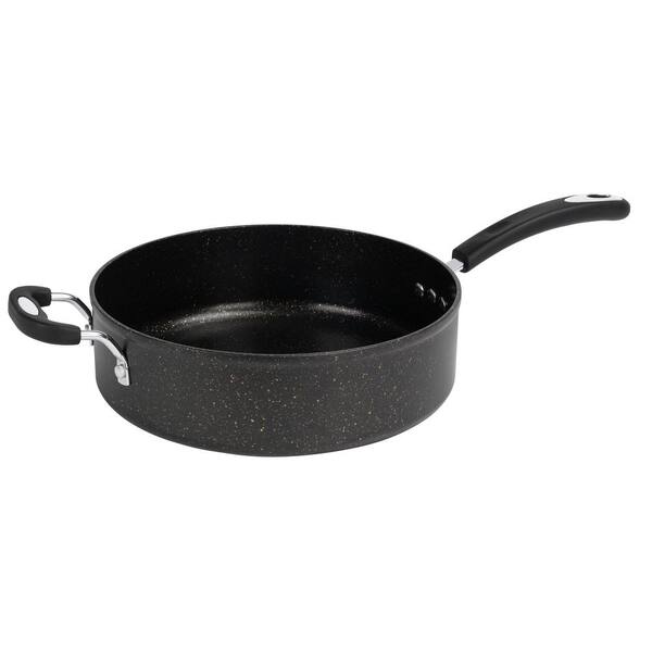 Ozeri All-In-One Stone 5.3 qt. Aluminum Ceramic Nonstick Sauce Pan in Obsidian Gold with Glass Lid