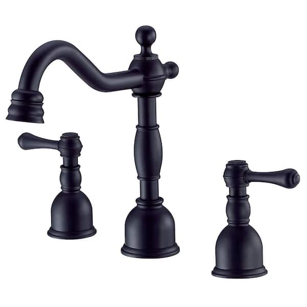 Gerber Opulence Widespread Double-Handle Deck Mount Bathroom Faucet Metal Touch Down Drain 1.2 GPM in Black
