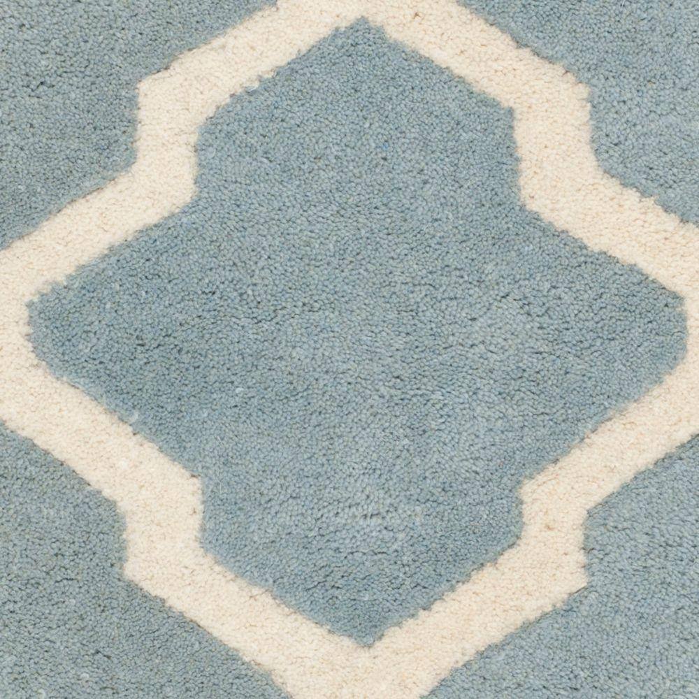 Hand-Tufted Blue and Ivory Geometric Wool Area Rug, 3' x 5'