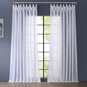 White Solid Extra Wide Double Layered Rod Pocket Sheer Curtain - 100 in. W x 120 in. L (1 Panel)