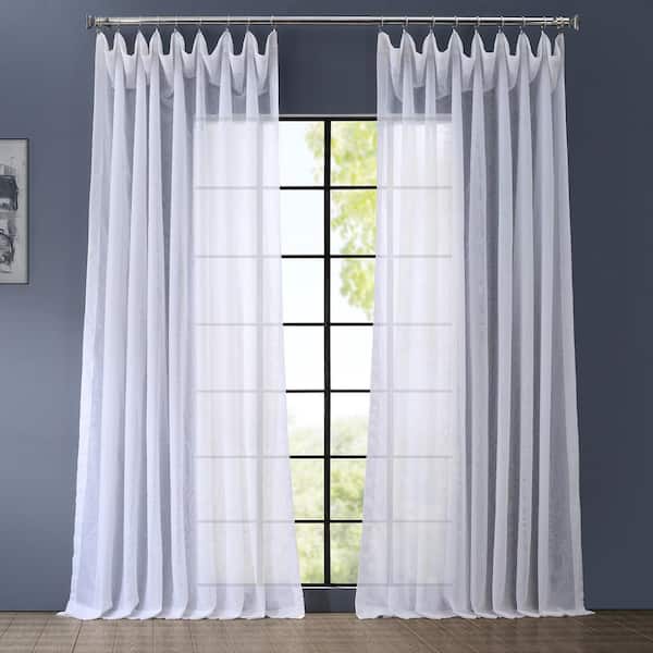 White Solid Extra Wide Double Layered Rod Pocket Sheer Curtain - 100 in. W x 120 in. L (1 Panel)