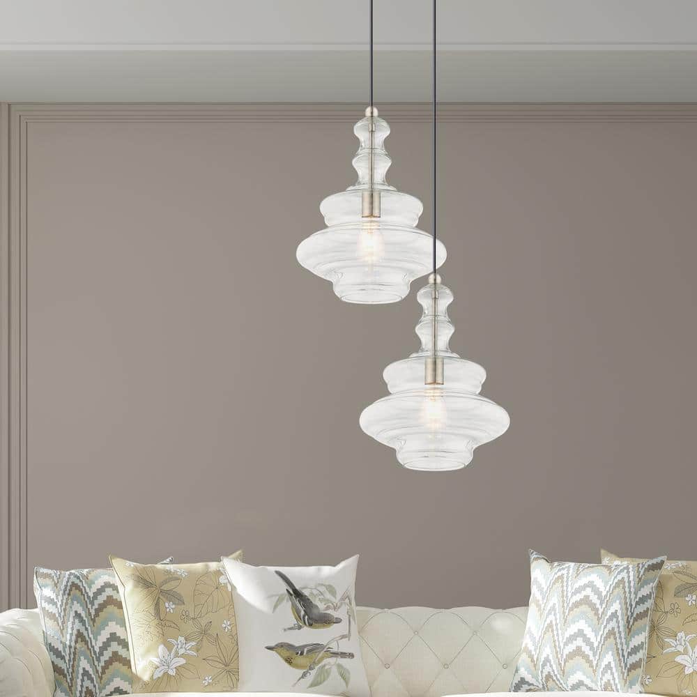 Brushed Nickel Clear Glass Mini Pendant Light