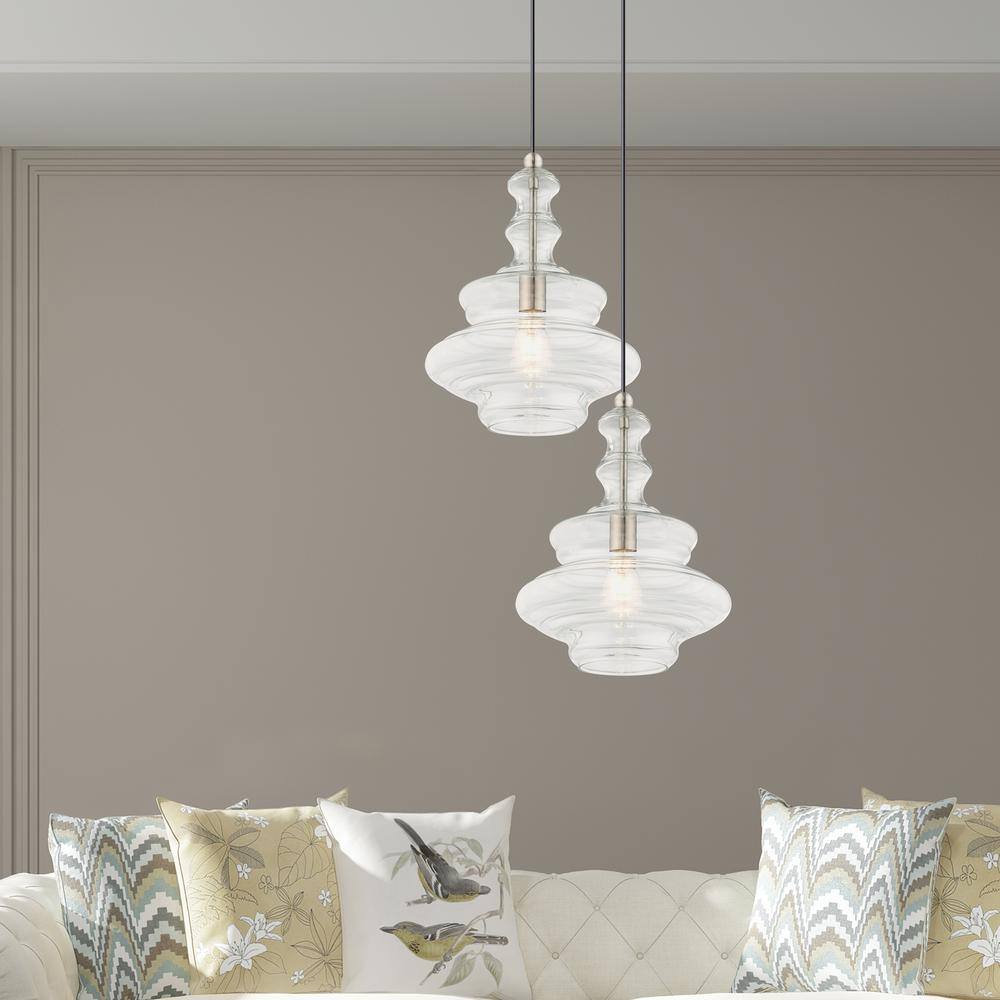 Brushed Nickel Clear Glass Mini Pendant Light