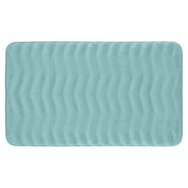 BounceComfort Waves Aqua 20 in. x 32 in. Memory Foam Bath Mat
