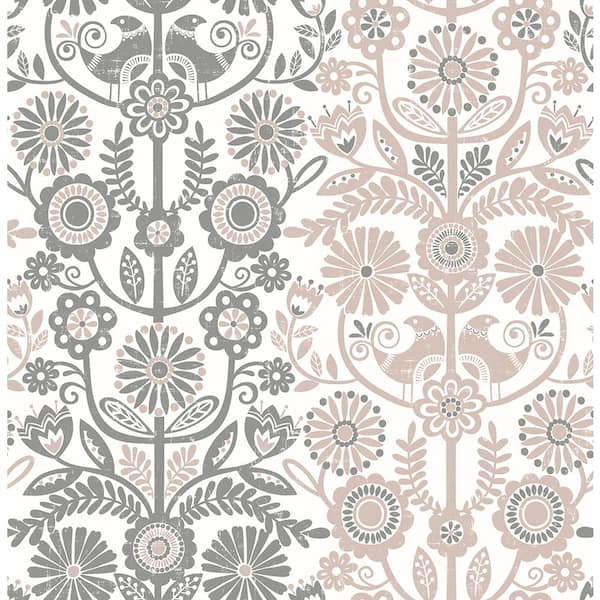 A-Street Prints Lovebirds Light Pink Folk Stripe Paper Strippable Roll (Covers 56.4 sq. ft.)