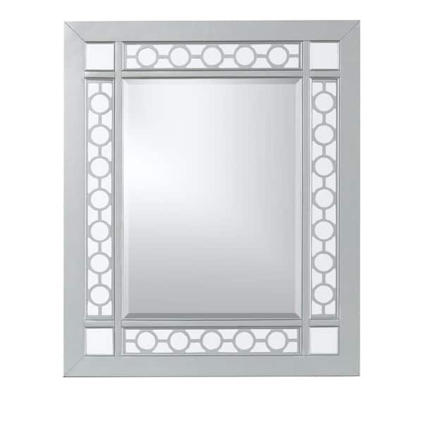 AndMakers Geneva 43 in. W x 44 in. H Rectangle Framed Silver Champagne Server Mirror