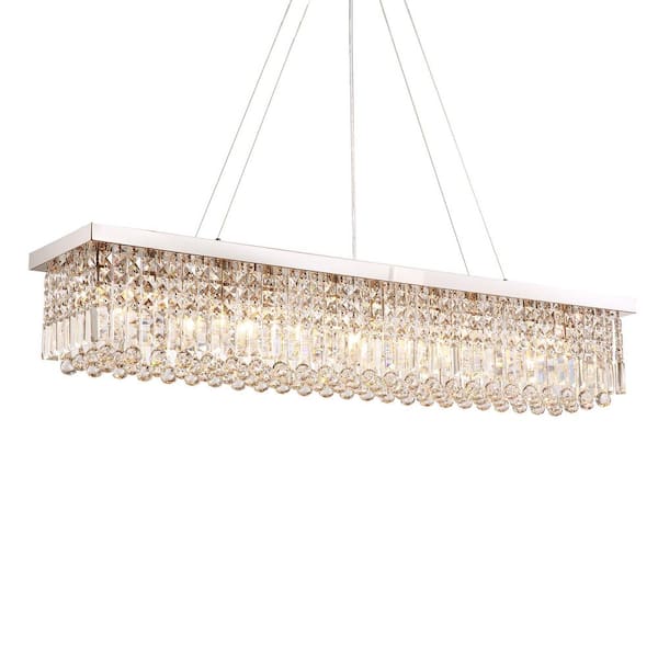 WDETR 40 in. 8-Light Chrome color Modern Crystal Chandelier for