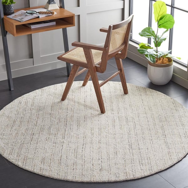 Ebony Gray/Ivory 6 ft. x 6 ft. Botanical Round Area Rug