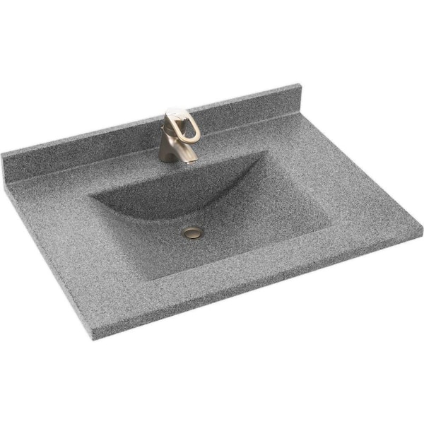 Swanstone Contour 25 in. Solid Surface Vanity Top with Basin in Gray Granite
