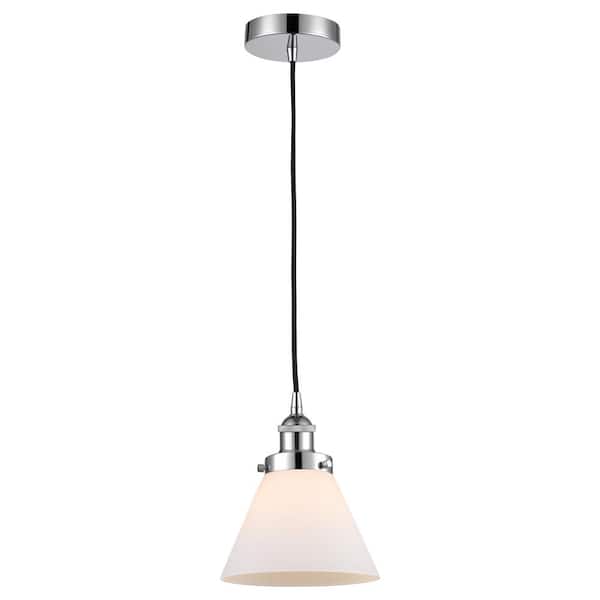 Cone 60-Watt 1-Light Polished Chrome Standard Mini Pendant Light with Painted Glass Shade, No Bulbs Included