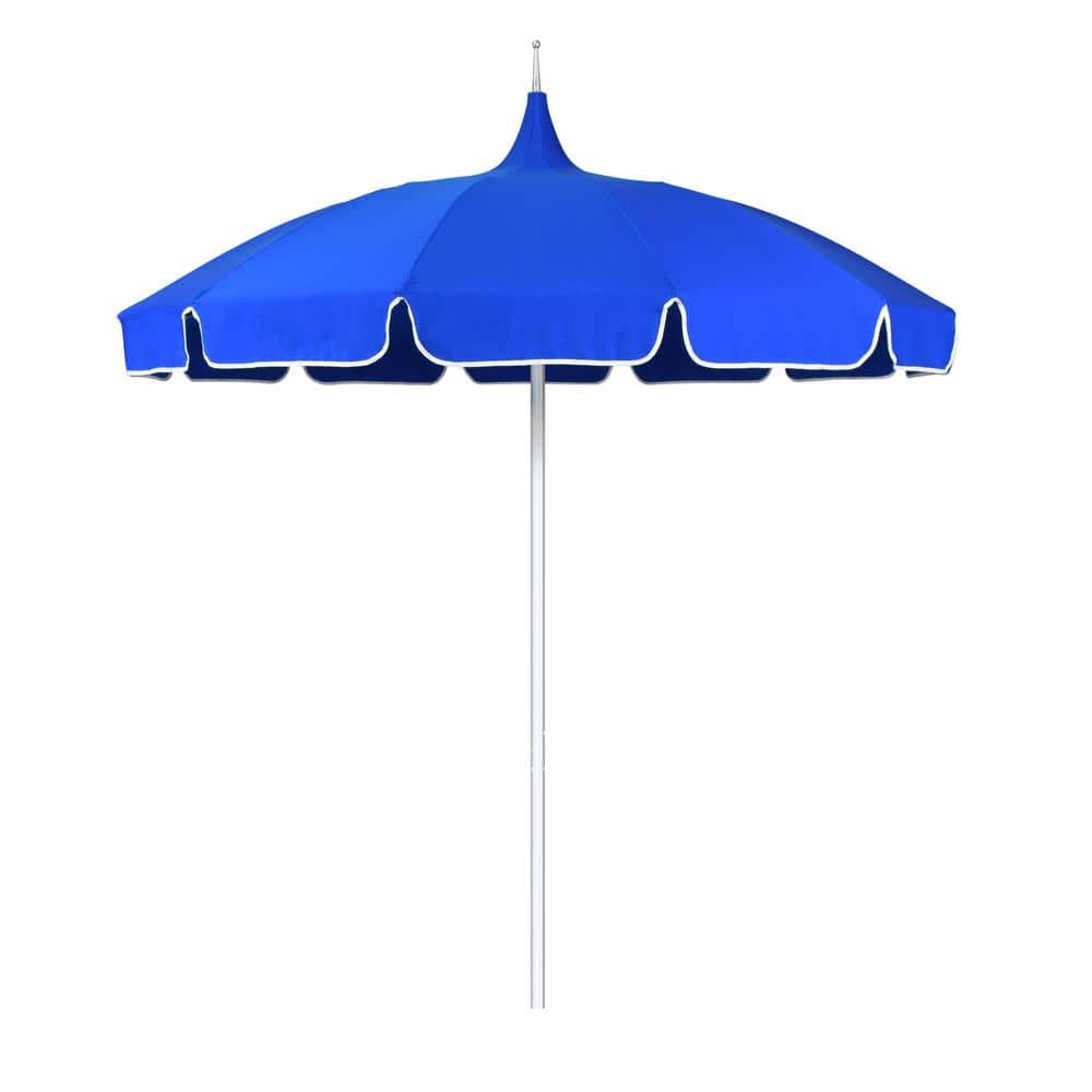 8.5 ft. Silver Aluminum Commercial Pagoda Market Patio Umbrella Fiberglass Ribs in Pacific Blue Sunbrella price history on PriceWatchPro
