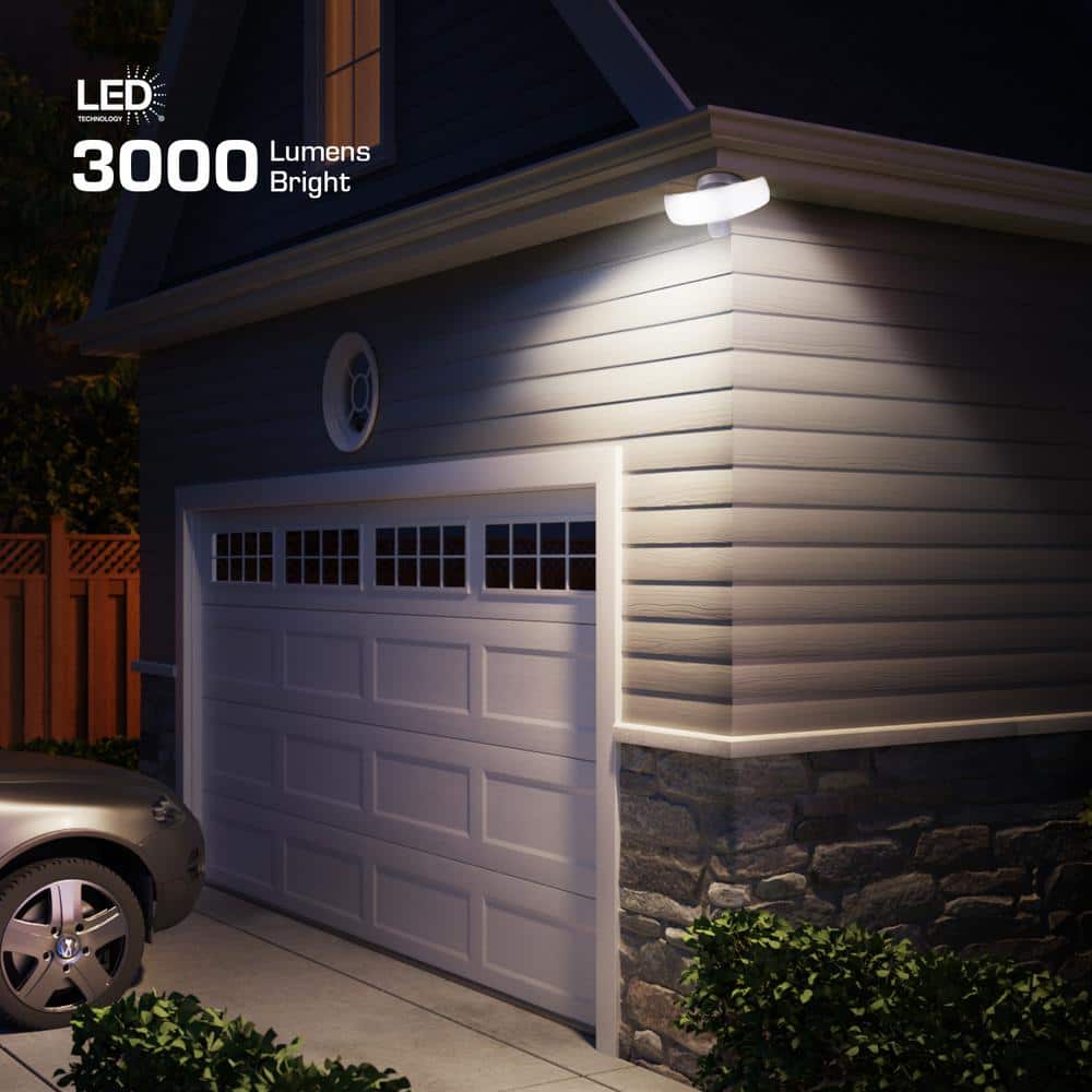 White Polycarbonate 3-Head Motion Sensor LED Security Flood Light