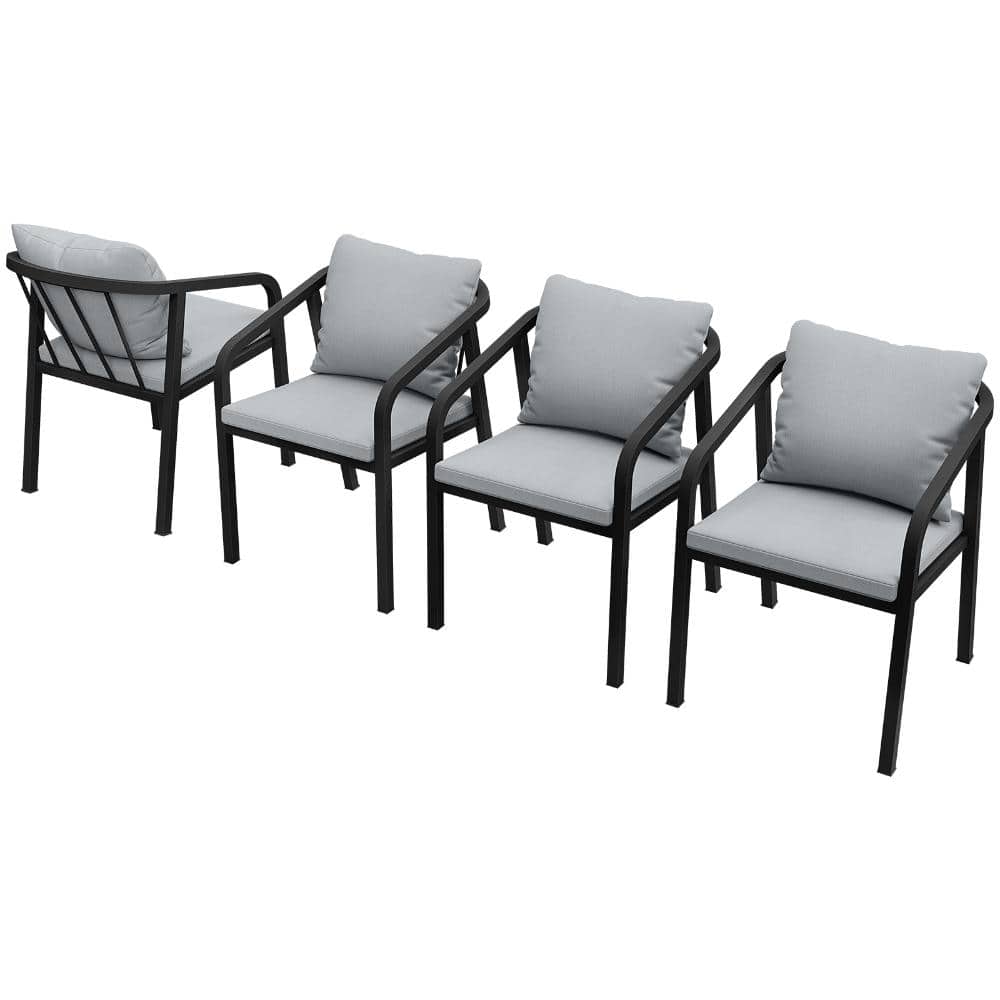 Set of 4 Modern Dining Chairs in Black with Gray Cushions price history on PriceWatchPro