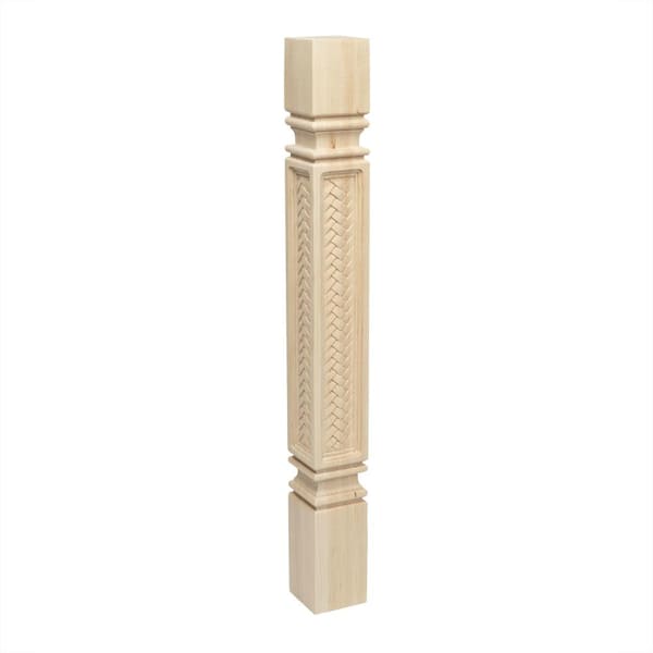American Pro Decor 3-3/4 in. x 35-1/4 in. Unfinished North American Solid Hard Maple Mission Weave Kitchen Island Leg