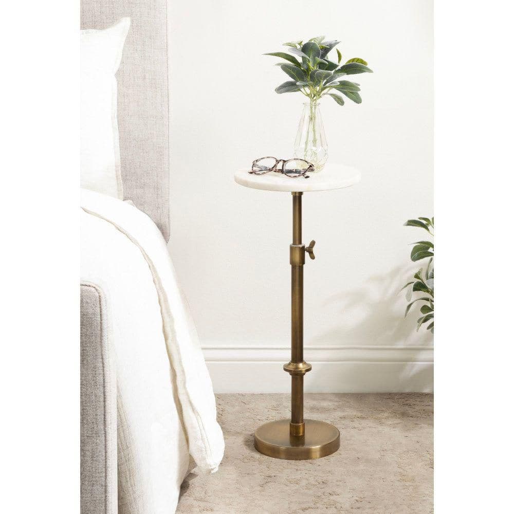 Engles 10 in. Gold Round Marble End Table - thumbnail 10