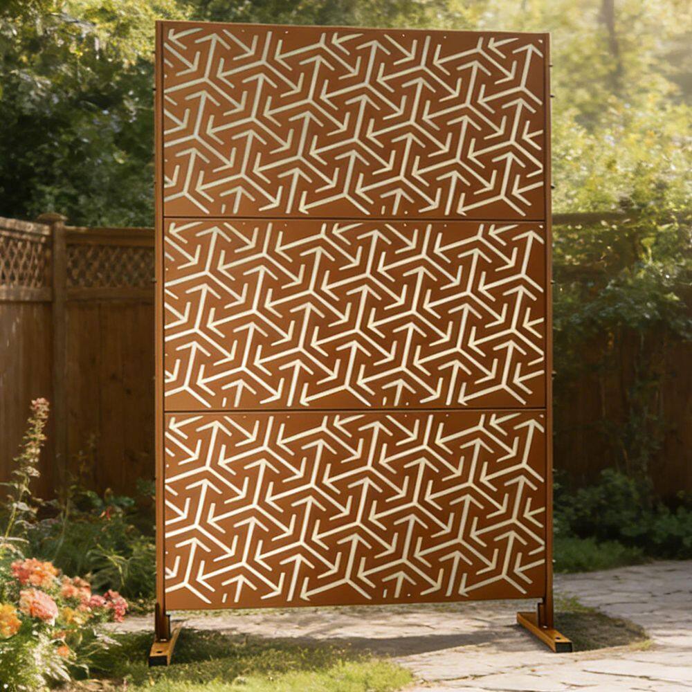 76 in. x 48 in. Freestanding Decorative Privacy Screen Brown Metal for Outside Lawn Garden price history on PriceWatchPro